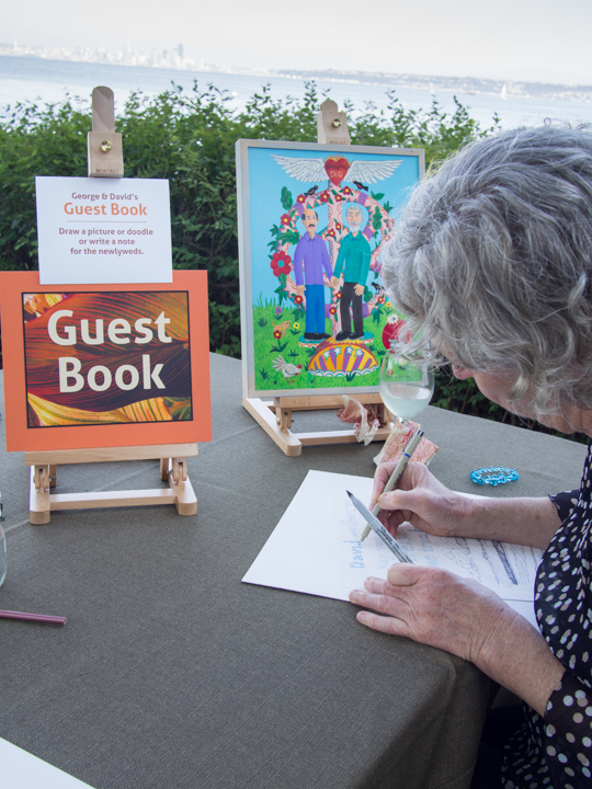 Guests created custom scrapbook pages for the guest book.