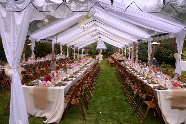 AA Party created custom draping for our clear tent