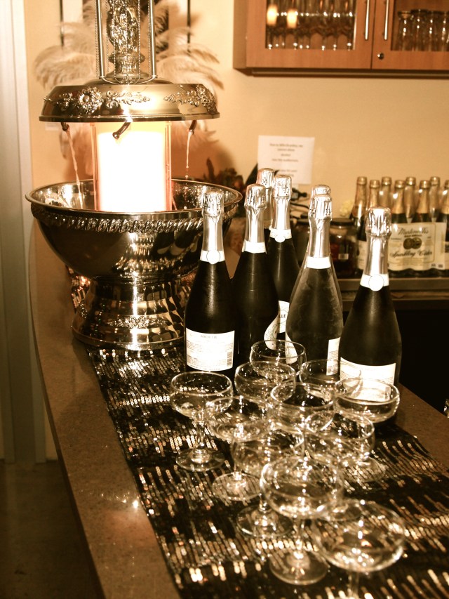 Festive drinks were served from the champagne fountain